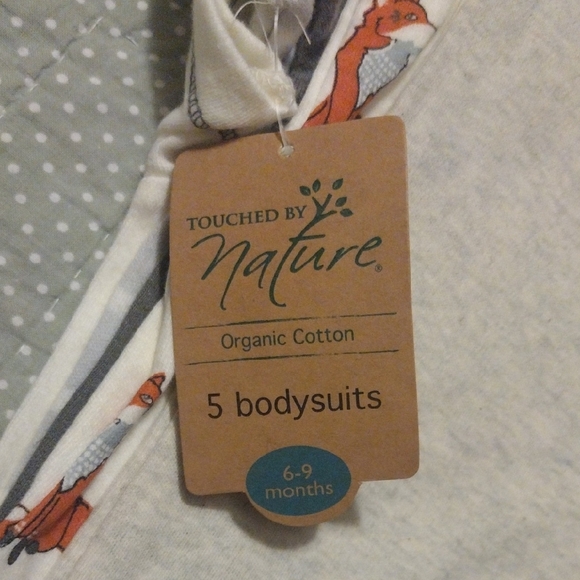 Fox Themed Organic Cotton White and Gray Baby 5 Pc Bodysuit Set - Picture 15 of 17